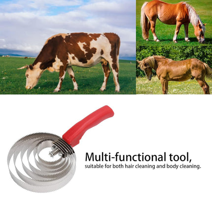 Stainless Steel Cattle Brush with Serrated Teeth Grooming Scraper for Horses Use