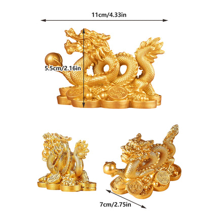 Money Dragon Figurine Decoration Resin Wealth for Home Office Desktop Decor Use