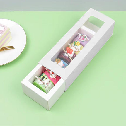 50pcs Macaron Boxes Open Window Pastry Drawer Packaging for Bakery Desserts