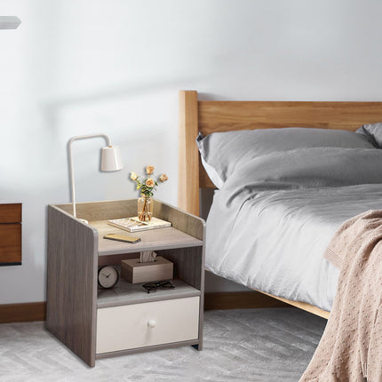 Nightstand Bedroom Side Cabinet Double Lockable Drawer Storage Bedside Cabinet