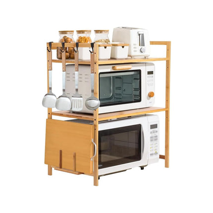 Expandable Microwave Oven Rack Shelf Adjustable Width Height Sturdy Durable