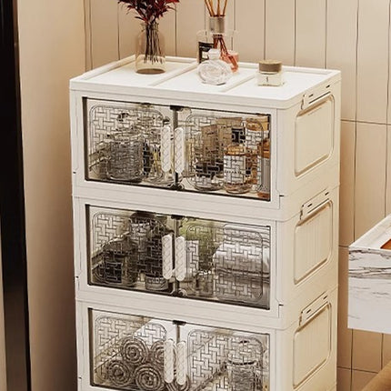 Plastic Multi Layer Foldable Storage Cabinet 5-Tier Dustproof Space Saving