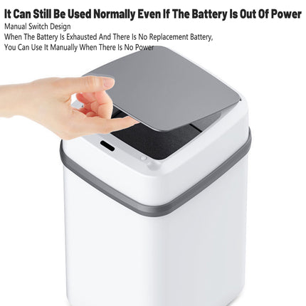 Automatic Sensor Trash Bin 12L Motion Kitchen Rubbish Can Touchless White