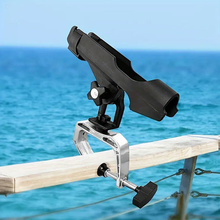 Adjustable Rotating Fishing Rod Holder Mount for Kayak Canoe Boat Rail Clamp
