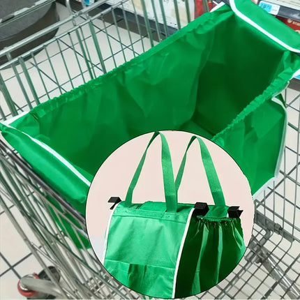 4 x Reusable Supermarket Shopping Trolley Clip-on Large Foldable Grab Handle Bag