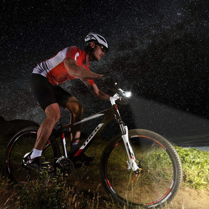 Rechargeable Bike Headlight With Horn Bright LED Waterproof For Night Use