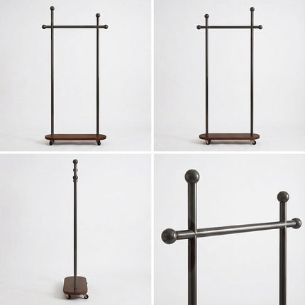 Portable Clothes Rack 60x30x175cm Metal Frame Wood Base Wheels for Bedroom