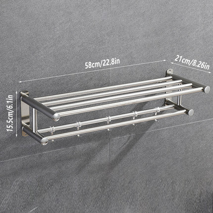 No Drill Stainless Steel Towel Rack Bathroom Storage Shelf Waterproof Rustproof