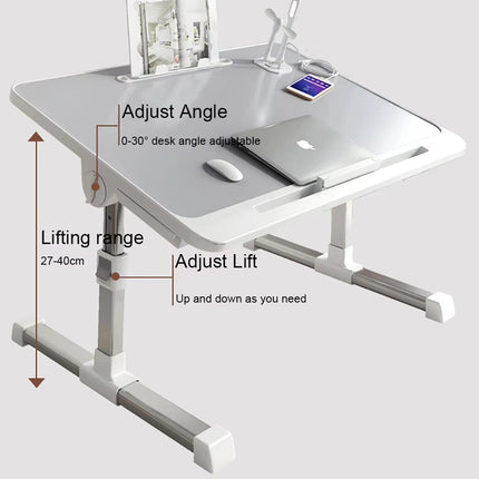 Adjustable Laptop Bed Tray Desk with USB Charging Port for Work and Study
