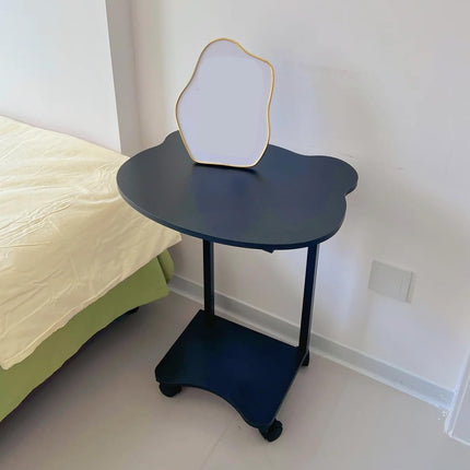 Black Mobile Side Table with Wheels 2-Tier Durable for Living Room Bedroom Use