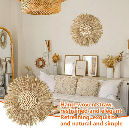 Boho Woven Macrame Wall Hanging Small Round Decor Circular Home Art Accent Use