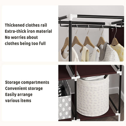 Simple Wardrobe With Shoe Rack Non Woven Fabric Foldable For Home Bedroom