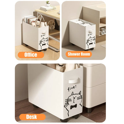 Storage Basket Under Bag Table Wheeled Trolley Movable Storage Basket for Home