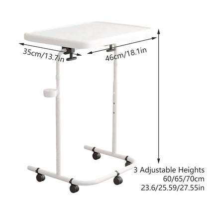 Adjustable Height Mobile Desk with Tilt Tabletop for Home Office