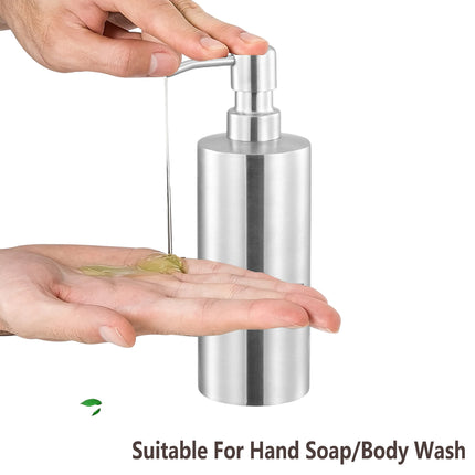 Soap Dispenser 500ml Stainless Steel Pump Silver Bathroom Liquid Container