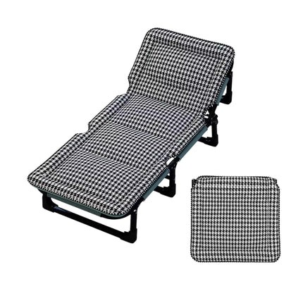 Portable Folding Bed with Adjustable Backrest and Houndstooth Fabric 190x75cm
