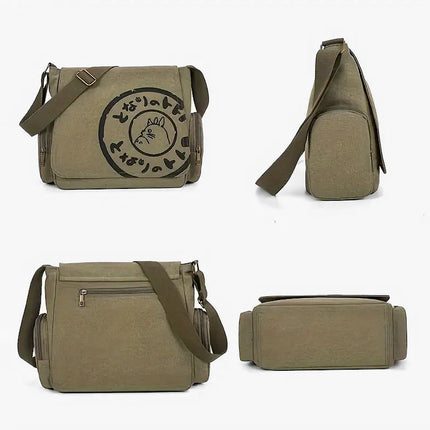 Canvas Shoulder Messenger Bag Large Capacity Travel Laptop Crossbody Bag