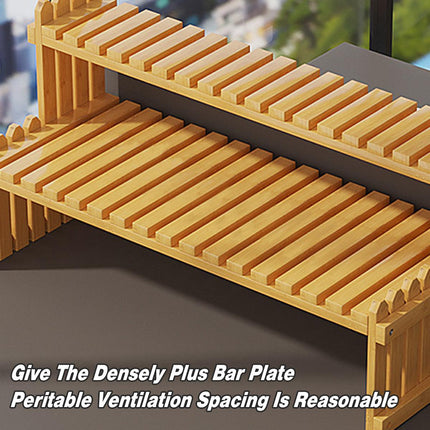 2 Tier Bamboo Plant Stand Flower Pot Rack Indoor Outdoor Patio Garden Shelf