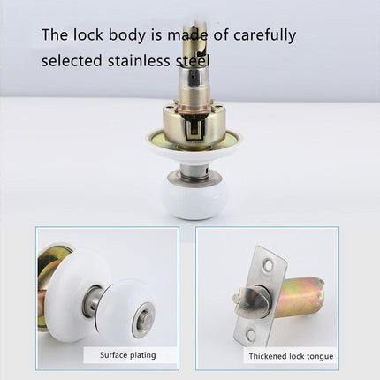 Ceramics Door Knob Lock Key Locking Set Interior Exterior Knob Bedroom Bathroom