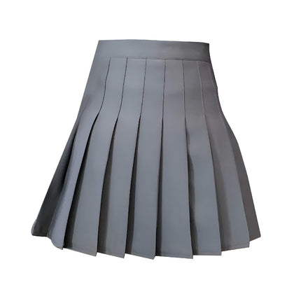 Grey Women's High Waist Pleated Tennis Skirt Summer Slimming Black Fashion New - Aimall