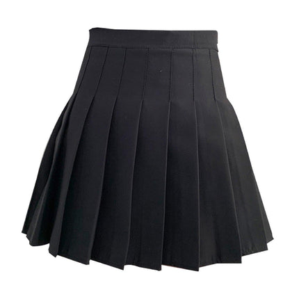 Black Women's High Waist Pleated Tennis Skirt Summer Slimming Black Fashion New - Aimall