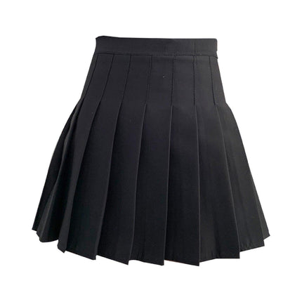 Black Women's High Waist Pleated Tennis Skirt Summer Slimming Black Fashion New - Aimall