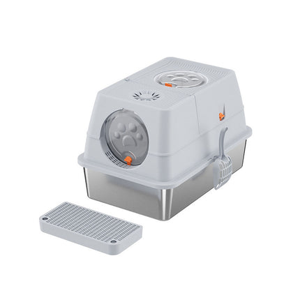 Cat Litter Box Fully Enclosed Flip Top Design Large Size Covered Toilet for Pets