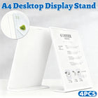 4PCS A4 Desktop Display Stand Holder 21.7x31cm Durable for Menu Price Sign Card