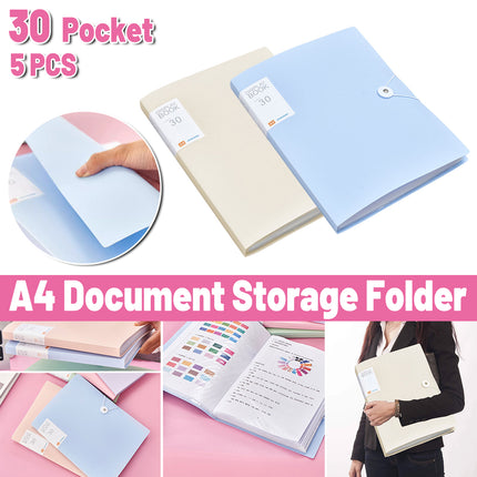 5pcs A4 Folder Transparent Multi Layer Document Bag Student Test Paper Storage