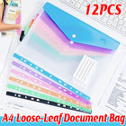 12 PCS A4 Binder Pouch 11Hole Vertical File Bag Waterproof For Document Storage