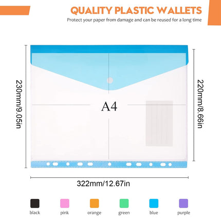 12 PCS A4 Binder Pouch 11Hole Vertical File Bag Waterproof For Document Storage