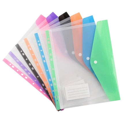12 PCS A4 Binder Pouch 11Hole Vertical File Bag Waterproof For Document Storage