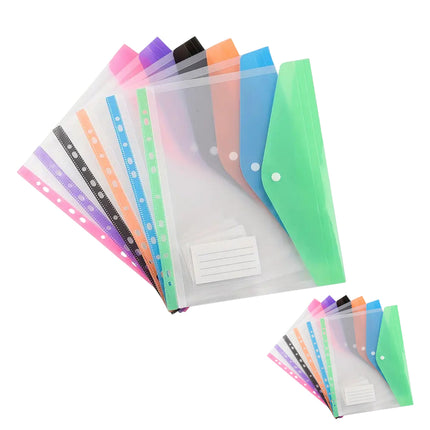 12 PCS A4 Binder Pouch 11Hole Vertical File Bag Waterproof For Document Storage