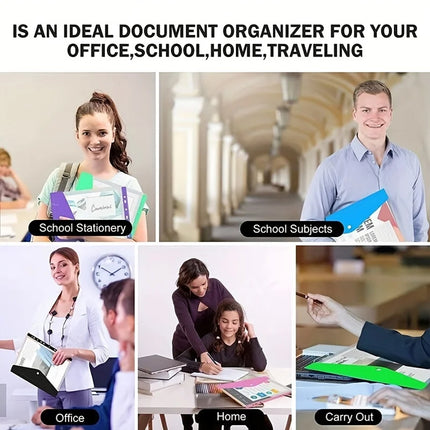 12 PCS A4 Binder Pouch 11Hole Vertical File Bag Waterproof For Document Storage