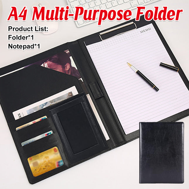 A4 Multifunctional Business File Folder Leather for Document Paper Storage Use