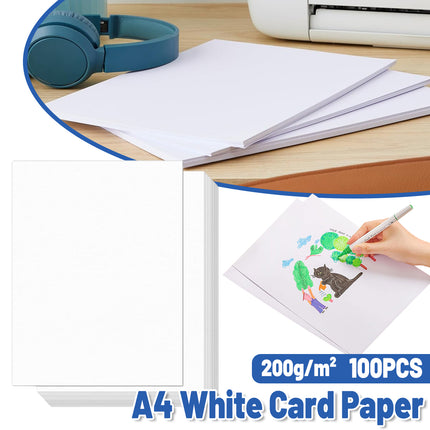 White Card Paper Set 100PCS A4 Size Blank Hand Painted Drawing Craft Sheets