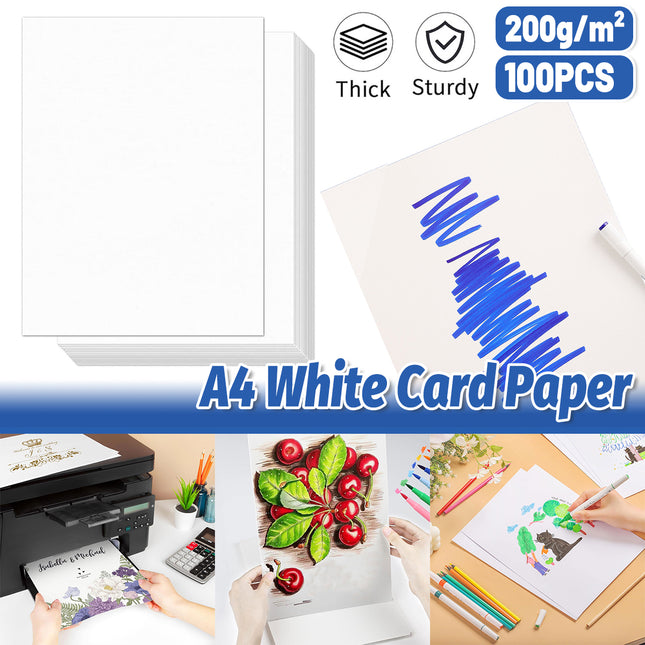 White Card Paper Set 100PCS A4 Size Blank Hand Painted Drawing Craft Sheets