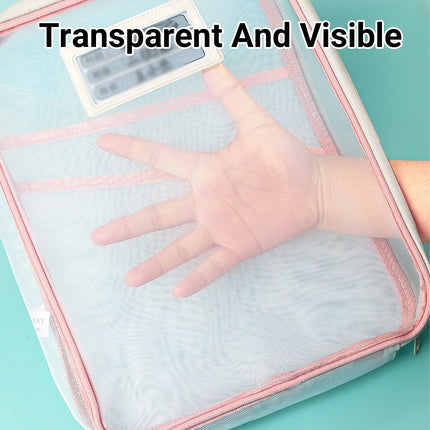4PCS A4 Clear Zipper File Storage Bags Large Capacity for Documents Books Papers