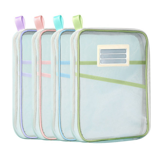 4PCS A4 Clear Zipper File Storage Bags Large Capacity for Documents Books Papers