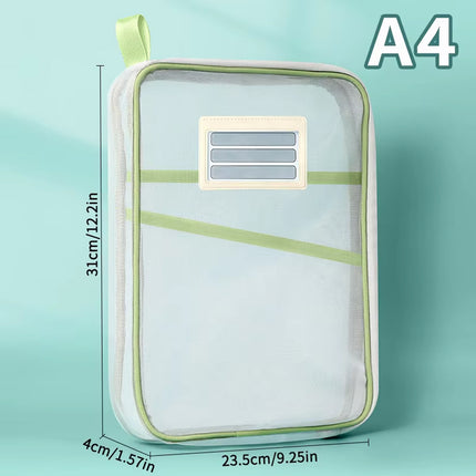 4PCS A4 Clear Zipper File Storage Bags Large Capacity for Documents Books Papers