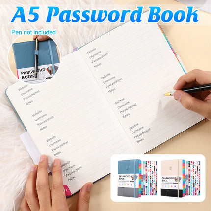 A5 Password Book with Alphabetical Tabs For Internet Account login Password