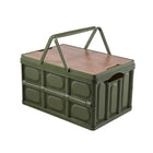 Camping Folding Car Trunk Storage Box Wooden Lid Outdoor Fishing Organizer Box