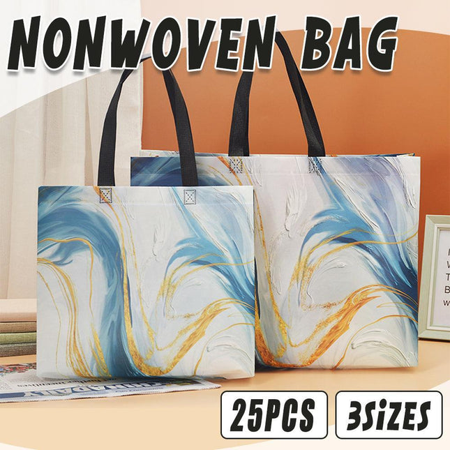 25xFashion Non Woven Tote Bags Reusable Shopping Bags Clothing Store Blue