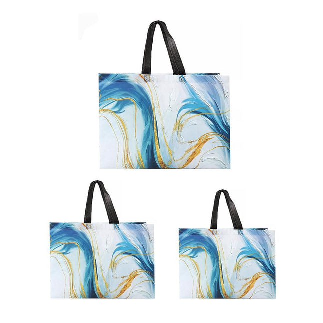 25xFashion Non Woven Tote Bags Reusable Shopping Bags Clothing Store Blue