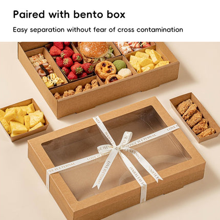 10PCS Kraft Paper Catering Box with Window Disposable Bento Style Packaging