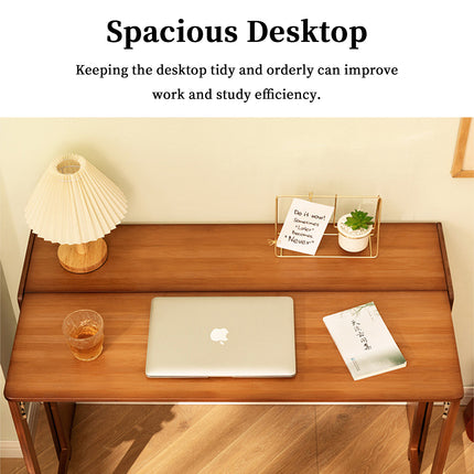 Bamboo Folding Student Desk Study Table Space Saving Large Capacity Storage