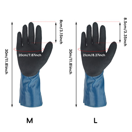 Heavy Duty Nitrile Coated Work Gloves 30cm Long Cuff Oil Resistant Anti Slip