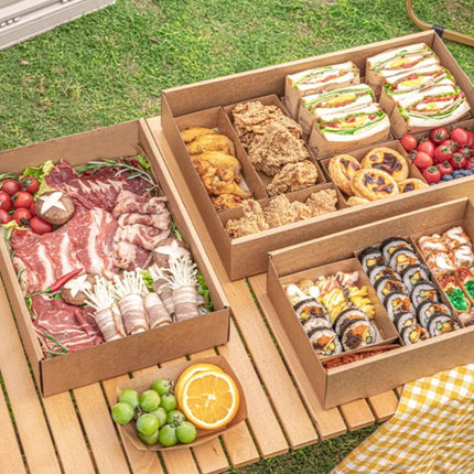 10PCS Kraft Paper Catering Box with Window Disposable Bento Style Packaging