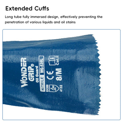Heavy Duty Nitrile Coated Work Gloves 30cm Long Cuff Oil Resistant Anti Slip