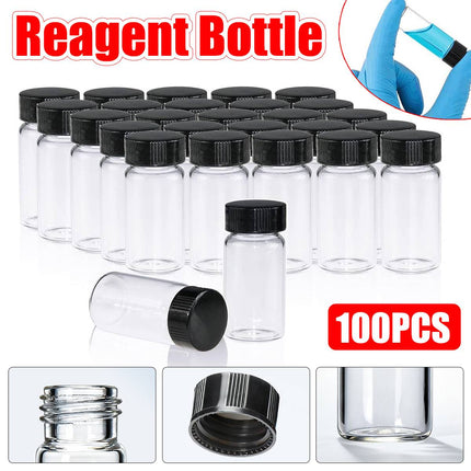 100PCS Transparent Glass Reagent Bottle Leak Proof Sealed With Lid For Lab Use